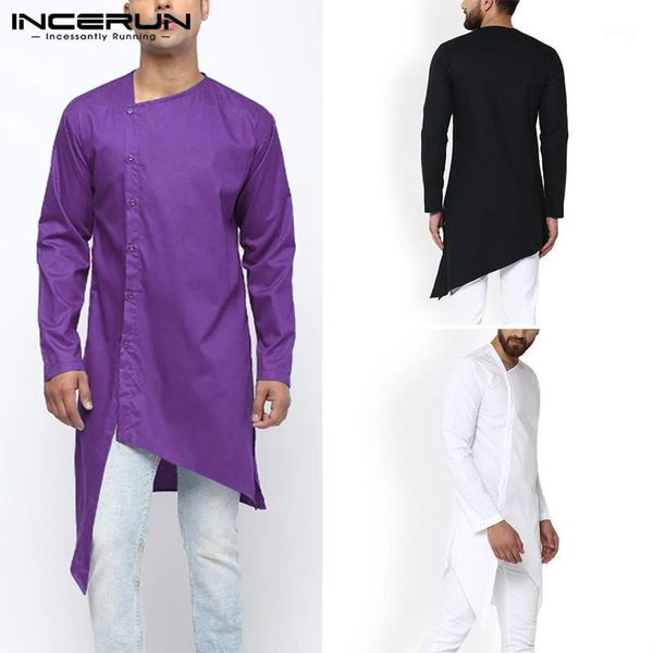 incerun mens irregular shirt clothes long sleeve vintage long shirts men kurtas streetwear button solid color muslim 1, White;black 
incerun mens irregular shirt clothes long sleeve vintage long shirts men kurtas streetwear button solid color muslim 1, White;black