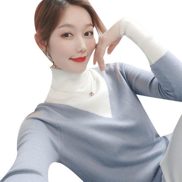 women's sweaters autumn winter women fashion turtleneck long sleeve slim fake 2 piece pullovers casual patchwork bottoming knittwear, White;black
women's sweaters autumn winter women fashion turtleneck long sleeve slim fake 2 piece pullovers casual patchwork bottoming knittwear, White;black
