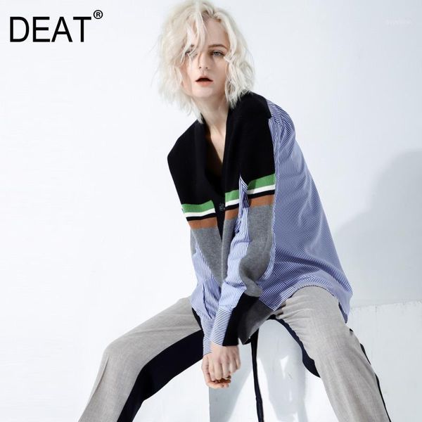 deat 2020 new spring fashion women clothing round collar batwing sleeves striped patchwork knits single breasted sweatshirt jl651, White;black
deat 2020 new spring fashion women clothing round collar batwing sleeves striped patchwork knits single breasted sweatshirt jl651, White;black