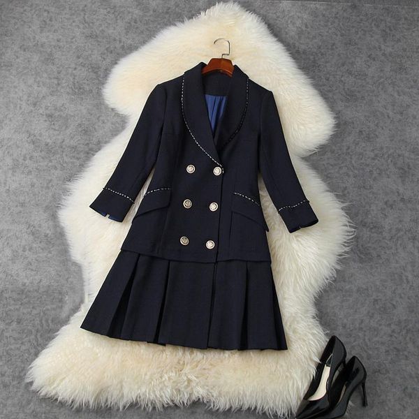 casual dresses high street fashion 2021 runway dress women's double breasted notched collar, Black;gray
casual dresses high street fashion 2021 runway dress women's double breasted notched collar, Black;gray