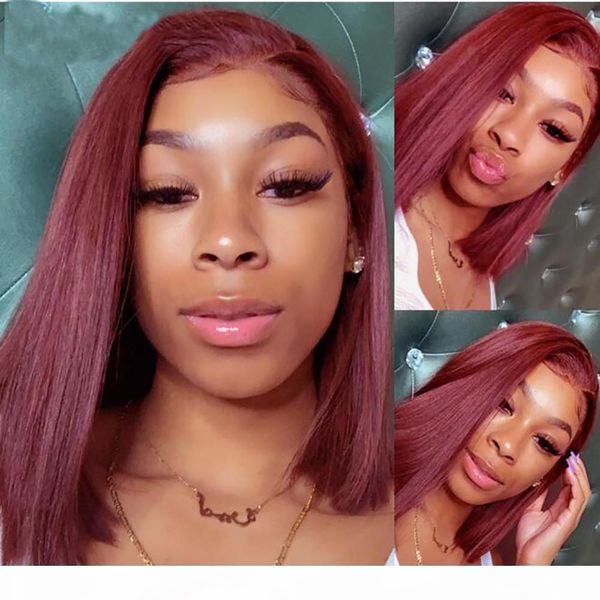 short bob wigs 99j straight lace front human hair wigs pre plucked brazilian bob wigs for women, Black;brown
short bob wigs 99j straight lace front human hair wigs pre plucked brazilian bob wigs for women, Black;brown