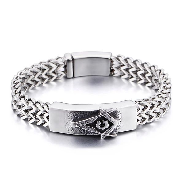 religious jewelry 316l stainless steel figaro chain bracelet masonic symbols id bracelet 15mm x 8.66, Black
religious jewelry 316l stainless steel figaro chain bracelet masonic symbols id bracelet 15mm x 8.66, Black