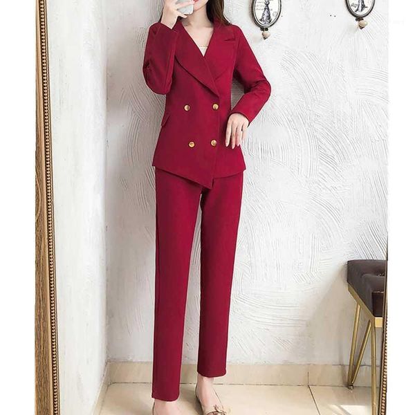 2020 autumn new small suit suit female fashion professional wear temperament goddess fan two-piece trousers1, White
2020 autumn new small suit suit female fashion professional wear temperament goddess fan two-piece trousers1, White