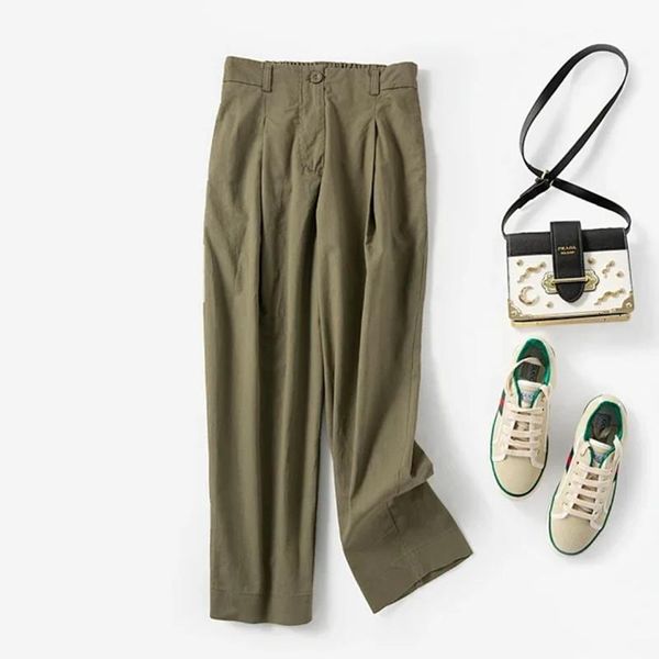 2020 spring summer women's cotton ankle-length pants high waist solid color straight loose casual pockets lady trousers, Black;white
2020 spring summer women's cotton ankle-length pants high waist solid color straight loose casual pockets lady trousers, Black;white