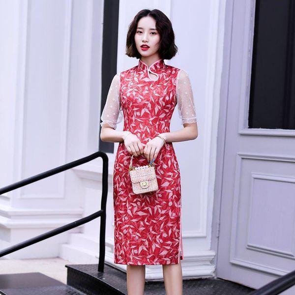 ethnic clothing elegant mandarin collar flower cheongsam 2021 lace short sleeve qipao vestidso handmade button chinese dress, Red
ethnic clothing elegant mandarin collar flower cheongsam 2021 lace short sleeve qipao vestidso handmade button chinese dress, Red