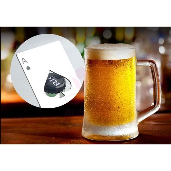 a stainless steel beer bottle opener spades poker card shape bar tool wallet easy to carry silver color
a stainless steel beer bottle opener spades poker card shape bar tool wallet easy to carry silver color