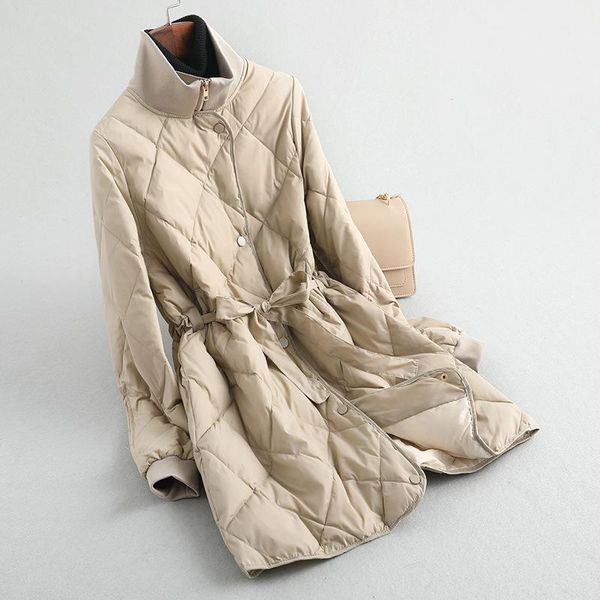 women's down & parkas jacket female stand collar waist tie slim korean autumn and winter duck light women mid-long coat ns1354, Black
women's down & parkas jacket female stand collar waist tie slim korean autumn and winter duck light women mid-long coat ns1354, Black