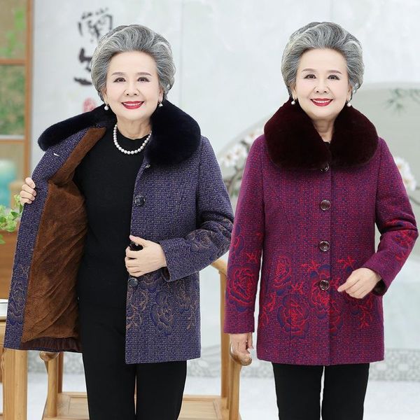 women winter woolen coat middle-aged women's jacket 60-70-80 mid-long single-breasted plus velvet thicken warm overcoat grandma1, Black
women winter woolen coat middle-aged women's jacket 60-70-80 mid-long single-breasted plus velvet thicken warm overcoat grandma1, Black