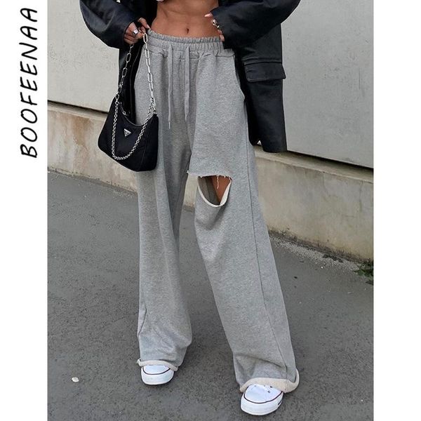 women's pants & capris boofeenaa gray hole sweatpants women clothes streetwear elastic high waist wide leg fashion loose trousers c71-a, Black;white
women's pants & capris boofeenaa gray hole sweatpants women clothes streetwear elastic high waist wide leg fashion loose trousers c71-a, Black;white