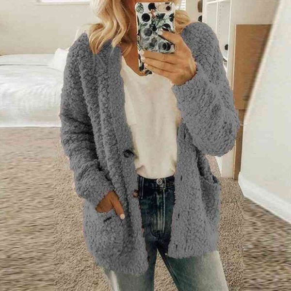 women gray cardigan sweater long sleeve autumn winter thick solid white pocket cardigans coat pull warm clothes, White;black
women gray cardigan sweater long sleeve autumn winter thick solid white pocket cardigans coat pull warm clothes, White;black