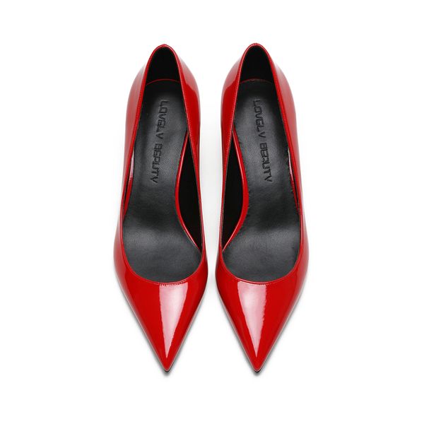 selling brand design 2020 new skin leather ram med high-heeled pumps ladies office pointed finger of foot black heels f0065 0pnz