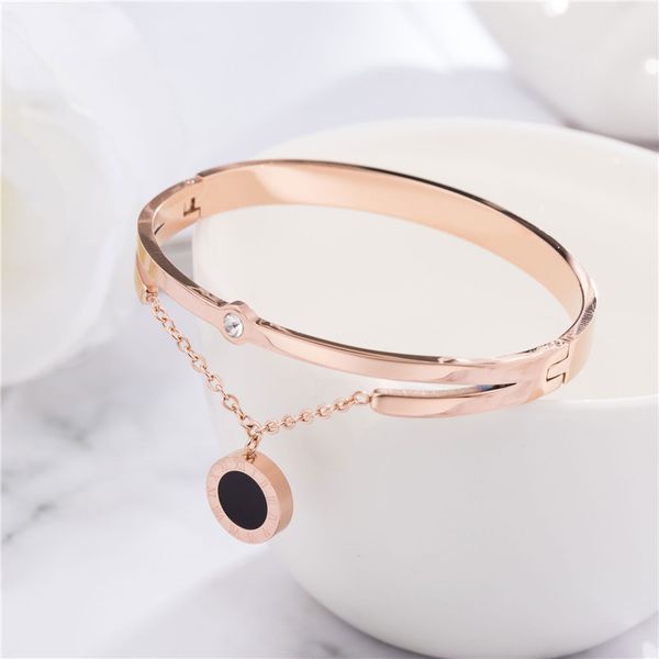 fashion white gold plating engagement bangle round stainless steel charm bracelets, Black
fashion white gold plating engagement bangle round stainless steel charm bracelets, Black