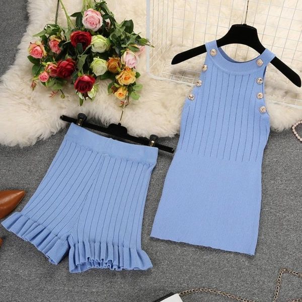2 piece women's sets spring autumn summer knit vest shorts suits sleeveless buttons short pants clothing sets outfit, Gray
2 piece women's sets spring autumn summer knit vest shorts suits sleeveless buttons short pants clothing sets outfit, Gray