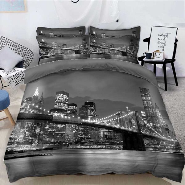 wostar linens королевы король пододеяльник с наволочкой домашнего текстиля 3d наборов постельных принадлежностей город мост декорацией для д