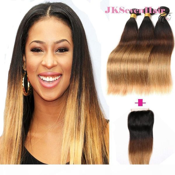 virgin brazilian hair extensions ombre 1b 4 27 straight 3pcs with closure three tone dark roots brown blonde malaysian human hair weaves, Black
virgin brazilian hair extensions ombre 1b 4 27 straight 3pcs with closure three tone dark roots brown blonde malaysian human hair weaves, Black