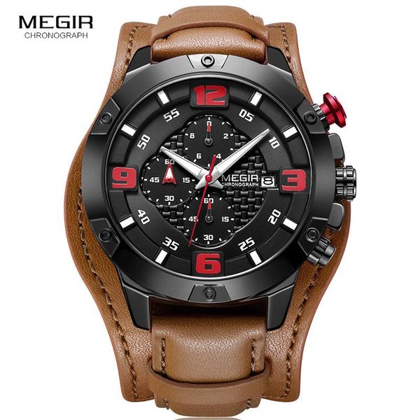 wristwatches megir men's casual sports quartz watches fashion leather strap chronograph wristwatch man 3 bar waterproof luminous 2099 b, Slivery;brown
wristwatches megir men's casual sports quartz watches fashion leather strap chronograph wristwatch man 3 bar waterproof luminous 2099 b, Slivery;brown