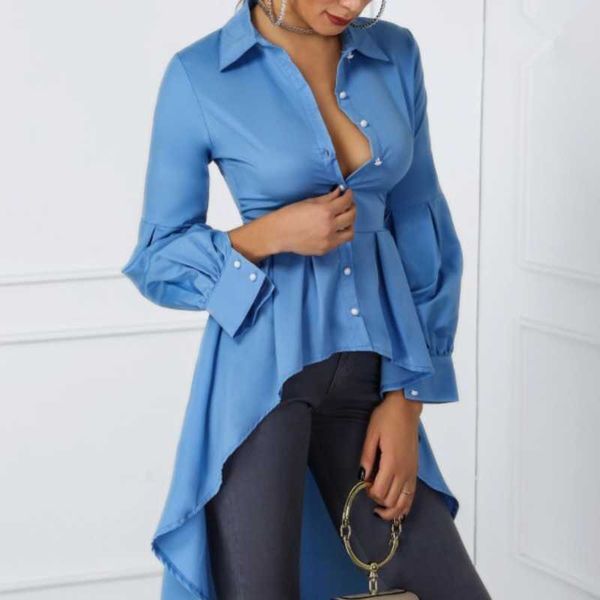2020 women fashion office elegant workwear casual shirt ladies lantern sleeve button design dip hem blouse, White
2020 women fashion office elegant workwear casual shirt ladies lantern sleeve button design dip hem blouse, White