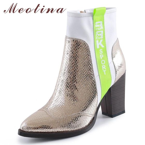 boots meotina autumn ankle women snake print chunky heels short mixed colors super high heel shoes female gold size 34-39, Black
boots meotina autumn ankle women snake print chunky heels short mixed colors super high heel shoes female gold size 34-39, Black