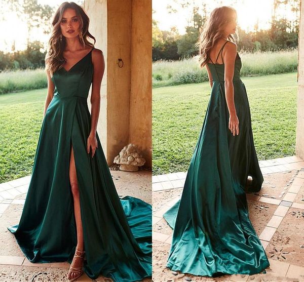 hunter green 2021 high side split long sweep evening dresses v neckline zipper back bride prom gowns vestidos, Black
hunter green 2021 high side split long sweep evening dresses v neckline zipper back bride prom gowns vestidos, Black