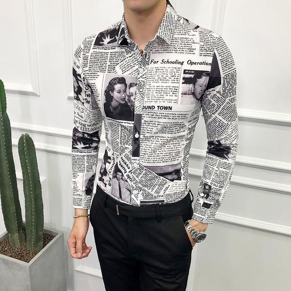 3d newspaper print shirt male 2020 fashion designer slim dress party shirt fashion men's long sleeve camisa casual social, White;black
3d newspaper print shirt male 2020 fashion designer slim dress party shirt fashion men's long sleeve camisa casual social, White;black