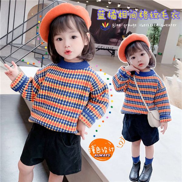 clothing children's sweater women's 2020 autumn and winter round neck pullover korean girls' plaid top, Blue
clothing children's sweater women's 2020 autumn and winter round neck pullover korean girls' plaid top, Blue