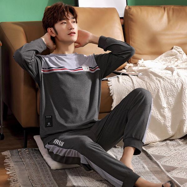 men's pajamas long sleeve pure cotton spring and autumn men's cotton contrast round neck youth home wear student casual suit, Black;brown
men's pajamas long sleeve pure cotton spring and autumn men's cotton contrast round neck youth home wear student casual suit, Black;brown