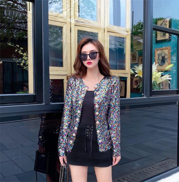 womens autumn jacket and coats colorful sequins coat sequin female jacket sequin pearls buttons coat o-neck out wear ladies, Black;brown
womens autumn jacket and coats colorful sequins coat sequin female jacket sequin pearls buttons coat o-neck out wear ladies, Black;brown