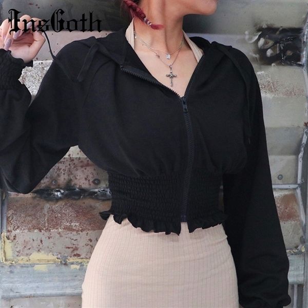 insgoth casual sold black hooded sweatshirt women streetwear gothic punk slim crop female hoodies zipper sweatshirts y200610
insgoth casual sold black hooded sweatshirt women streetwear gothic punk slim crop female hoodies zipper sweatshirts y200610