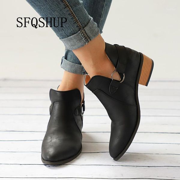 sfqshup autumn female ankle boots woman low heel shoes buckle clog heels plus size casual slip on short boot sewing footwear1, Black
sfqshup autumn female ankle boots woman low heel shoes buckle clog heels plus size casual slip on short boot sewing footwear1, Black