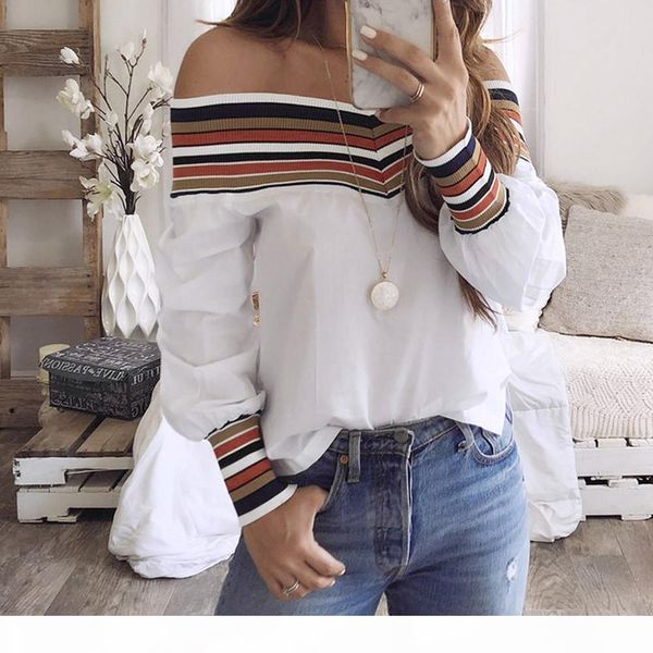 brand designer женщины сексуальная осень отключение плечо лучшая блузка многоцветный длинный рукав блузка случайные blusas mujer de moda, White
brand designer женщины сексуальная осень отключение плечо лучшая блузка многоцветный длинный рукав блузка случайные blusas mujer de moda, White