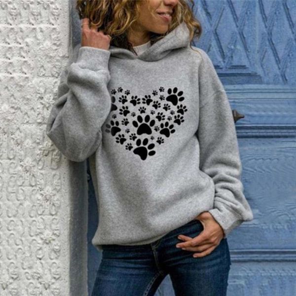 fashion woman's winter streetwear sweatshirts casual hooded dog claw heart printed long-sleeved loose hoodies sudadera mujer#35, Black 
fashion woman's winter streetwear sweatshirts casual hooded dog claw heart printed long-sleeved loose hoodies sudadera mujer#35, Black