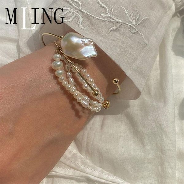mling vintage gold alloy multi-layer open bracelet fashion irregular pearl bracelet party jewelry for women, Golden;silver
mling vintage gold alloy multi-layer open bracelet fashion irregular pearl bracelet party jewelry for women, Golden;silver