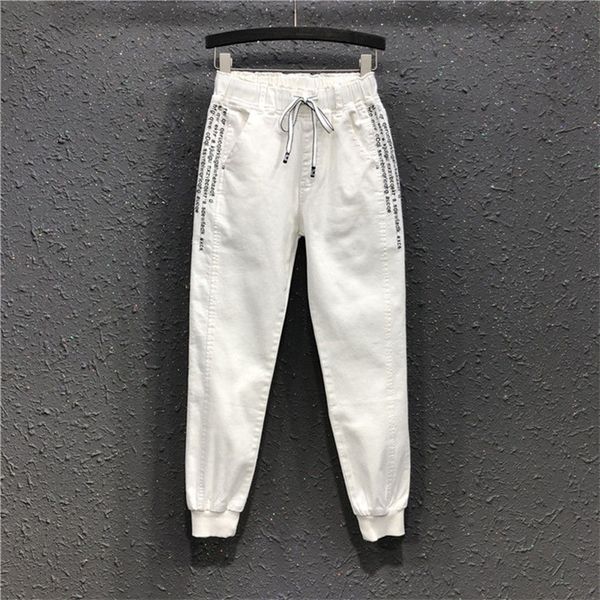 summer new korea fashion women elastic waist loose casual white jeans letter embroidery cotton denim harem pants s996 201225, Blue
summer new korea fashion women elastic waist loose casual white jeans letter embroidery cotton denim harem pants s996 201225, Blue