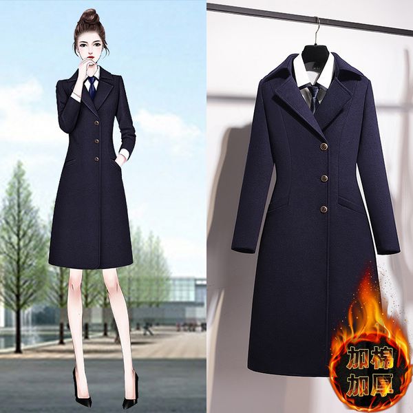 stewardess' overcoat professional wear coat women's middle and long woolen cloth thickened front desk sales department autumn, Black
stewardess' overcoat professional wear coat women's middle and long woolen cloth thickened front desk sales department autumn, Black