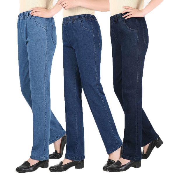 clothing spring 2020 new women's loose large elastic middle-aged jeans leggings women, Blue