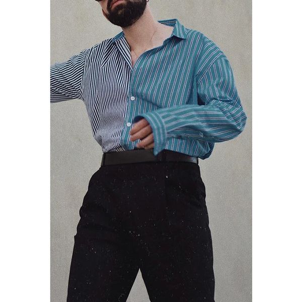 2021 new european and american men's stripes long-sleeve printed shirt urban fashion asymmetrical jacket c1212, White;black
2021 new european and american men's stripes long-sleeve printed shirt urban fashion asymmetrical jacket c1212, White;black