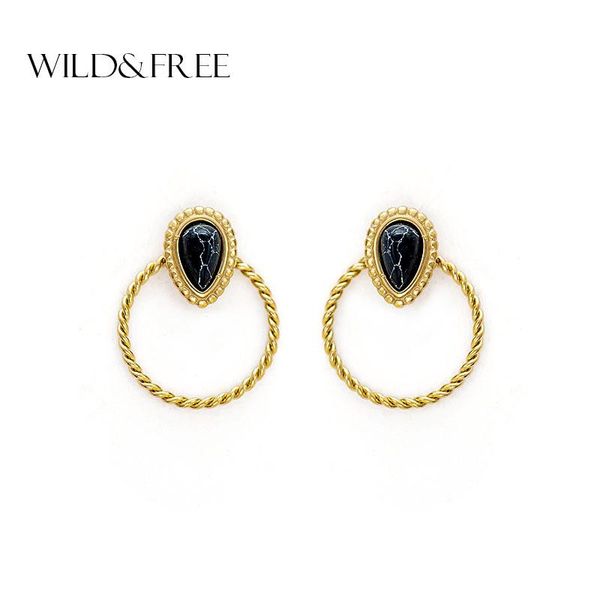 Wild&Free Boho Jewelry Round Twisted Circle Stud Earrings Black Stone Earring Women Minimalism Stainless Steel Studs Party Gift, Golden;silver
Wild&Free Boho Jewelry Round Twisted Circle Stud Earrings Black Stone Earring Women Minimalism Stainless Steel Studs Party Gift, Golden;silver