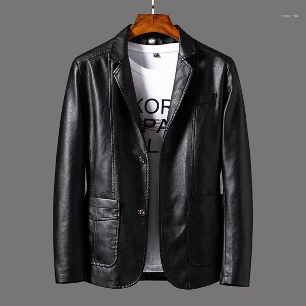 new mens casual faux leather coat single two buttons jacket business casual coats t1931, Black
new mens casual faux leather coat single two buttons jacket business casual coats t1931, Black