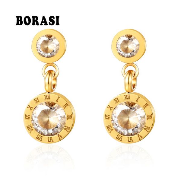 dangle & chandelier borasi simple temperament double round gold color stainless steel earrings roman numerals cz drop for female, Silver
dangle & chandelier borasi simple temperament double round gold color stainless steel earrings roman numerals cz drop for female, Silver