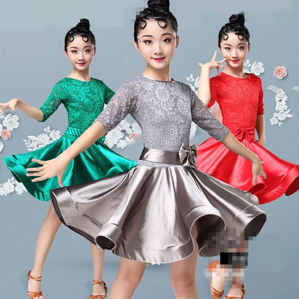 stage wear ballroom latin dance dresses cha rumba samba lace long sleeves children skirts practice kids for girl competition, Black;red
stage wear ballroom latin dance dresses cha rumba samba lace long sleeves children skirts practice kids for girl competition, Black;red