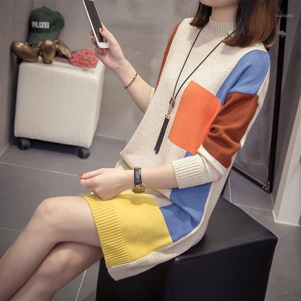 women large winter 2019 korean loose cover meat contrast sweater medium long bottomed dress women sweaters and pullovers1, White;black
women large winter 2019 korean loose cover meat contrast sweater medium long bottomed dress women sweaters and pullovers1, White;black