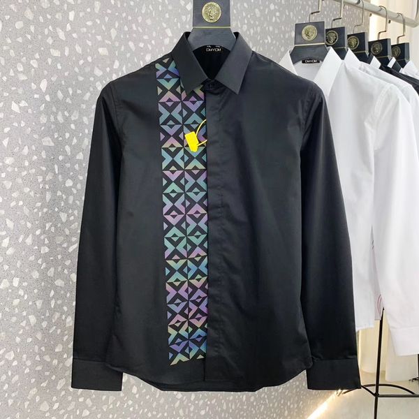 mens cotton dress shirt men colorful geometric graphics stam ping slim fit casual shirts w4x9, White;black
mens cotton dress shirt men colorful geometric graphics stam ping slim fit casual shirts w4x9, White;black