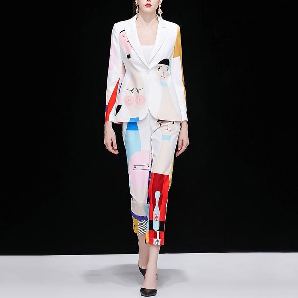 truevoker spring designer set suit women's long sleeve cute colorful cartoon printed casual blazer + pant suit lj200907, White;black
truevoker spring designer set suit women's long sleeve cute colorful cartoon printed casual blazer + pant suit lj200907, White;black