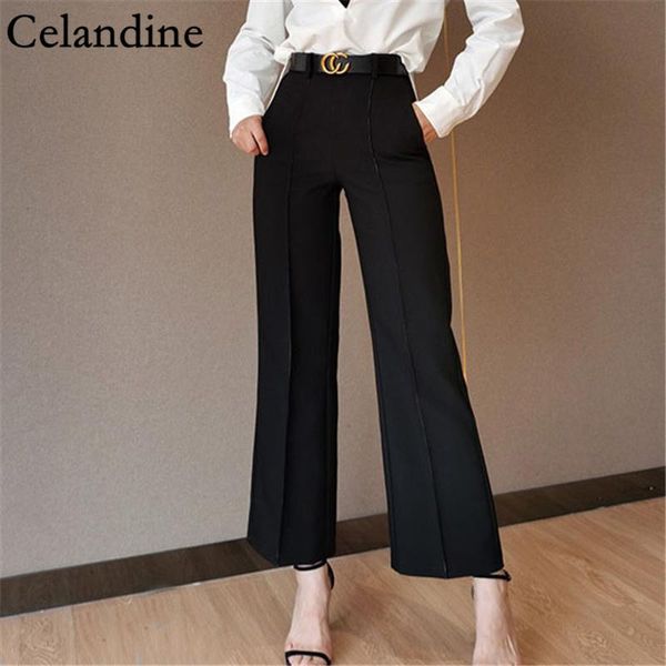 women's pants & capris celandine autumn winter fashion casual suit straight pant women high waist wide leg loose slim ladies office tro, Black;white 
women's pants & capris celandine autumn winter fashion casual suit straight pant women high waist wide leg loose slim ladies office tro, Black;white