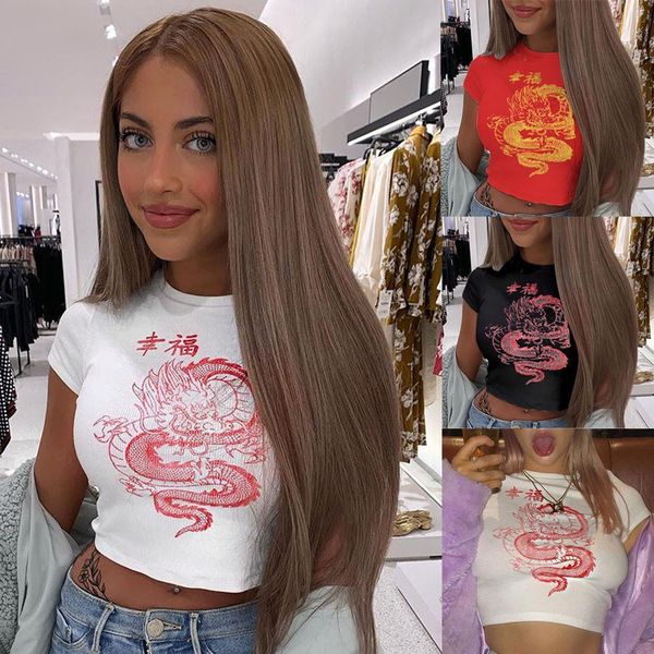 30# women white chinese character dragon print tank women casual crop tee new streetwear
30# women white chinese character dragon print tank women casual crop tee new streetwear