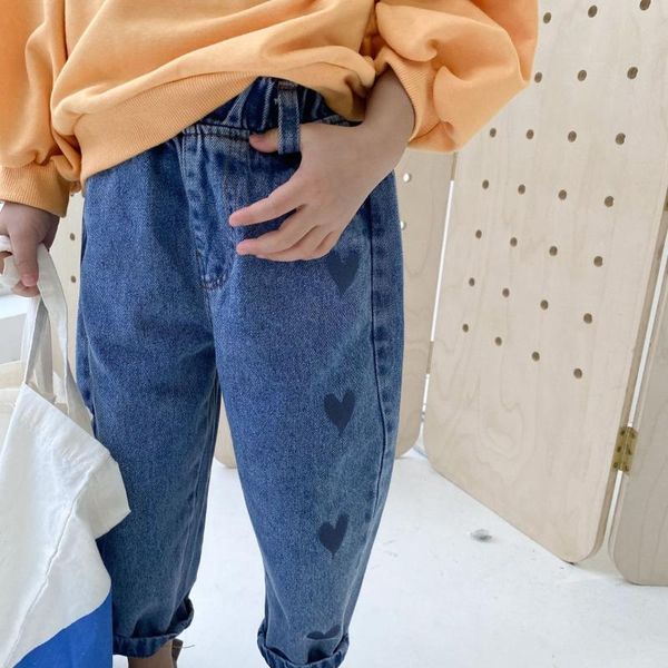 spring kids children heart printing casual jeans all-match denim pants boys and girls jeans, Blue
spring kids children heart printing casual jeans all-match denim pants boys and girls jeans, Blue
