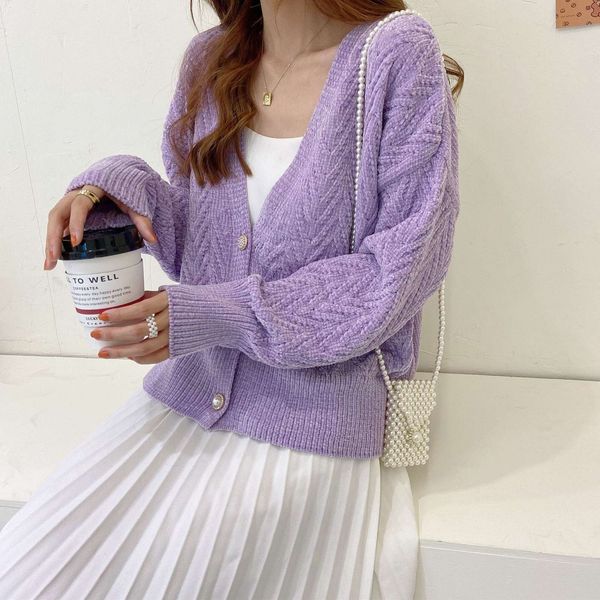 vip2020 new net red solid t-shirt v-neck long sleeve sweater chenille anti fading cardigan for women, White;black
vip2020 new net red solid t-shirt v-neck long sleeve sweater chenille anti fading cardigan for women, White;black