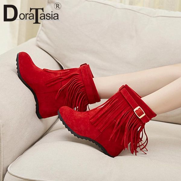 boots doratasia female fashion solid fringe buckle ankle classic winter women wedge round toe flock shoes woman, Black
boots doratasia female fashion solid fringe buckle ankle classic winter women wedge round toe flock shoes woman, Black