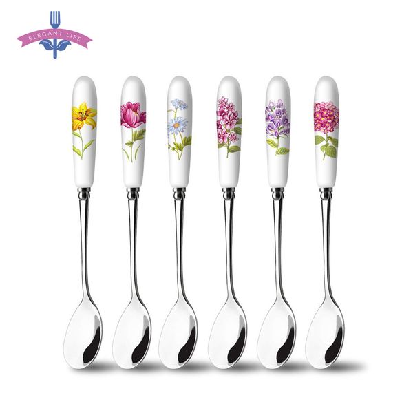 6pcs coffee dessert spoon sugar tea ice cream ceramic handle stainless steel mirror polish small tableware scoop q1221
6pcs coffee dessert spoon sugar tea ice cream ceramic handle stainless steel mirror polish small tableware scoop q1221