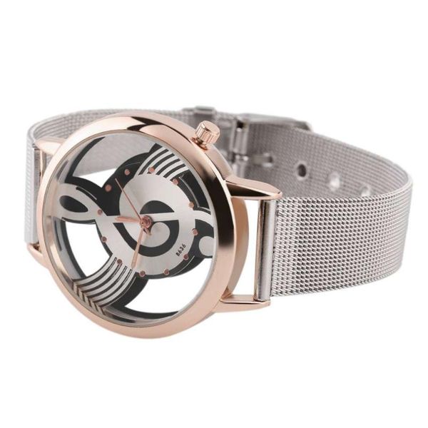 christmas present fashion watches hollow out music note pattern stainless steel mesh strap analog quartz wristwatch musical note shape dial, Slivery;brown
christmas present fashion watches hollow out music note pattern stainless steel mesh strap analog quartz wristwatch musical note shape dial, Slivery;brown